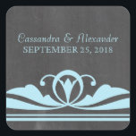 Blue Deco Chalkboard Wedding Stickers<br><div class="desc">Elegant en chic Deco Chalkboard Wedding Stickers met een trendy chalkboard textuur kijken naar de achtergrond en een paar lichtblauwe decowervelranden. Deze mooie trouwstickers zijn perfect voor een kunstdeco van 1920. Eenvoudig aan te passen,  voeg gewoon je trouwgegevens toe. Klik op "Aanpassen" om aanvullende aanpassingsopties te vinden.</div>