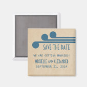 Blue Deco Chic Save the Date Magnet (Voorkant / Achterkant)
