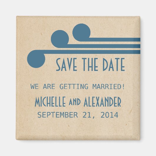 Blue Deco Chic Save the Date Magnet (Voorkant)