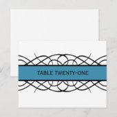 Blue Deco Flourish Table Number Briefkaart (Voorkant / Achterkant)