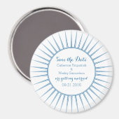 Blue Deco Retro Save the Date Magnet (Voorkant / Achterkant)