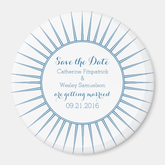 Blue Deco Retro Save the Date Magnet (Voorkant)