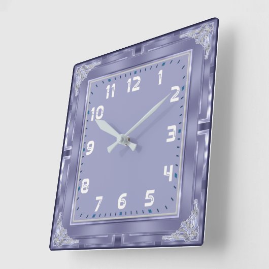 Blue Deco Vierkante Klok (Hoek)