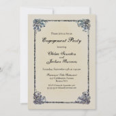Blue  Decorative Border Engagement Party Kaart (Voorkant)