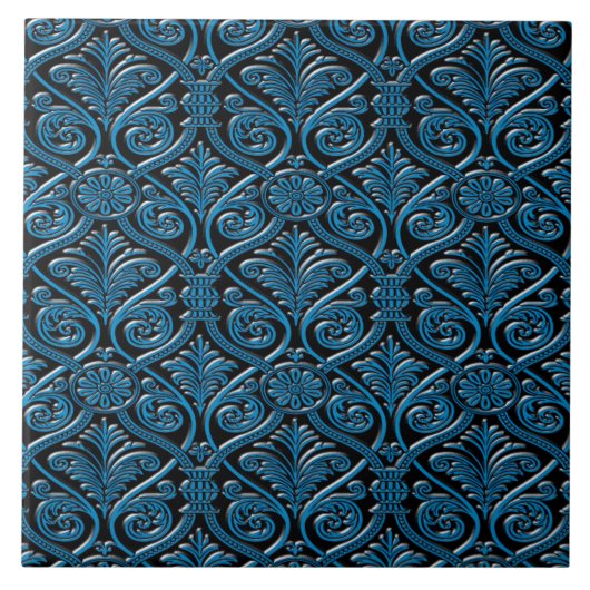 Blue Decorative Ceramic Tile Tegeltje (Voorkant)
