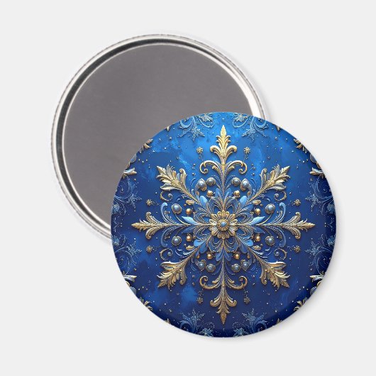Blue Decorative Christmas Holiday Magnet (Voorkant / Achterkant)