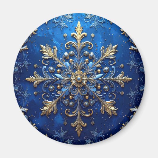 Blue Decorative Christmas Holiday Magnet (Voorkant)