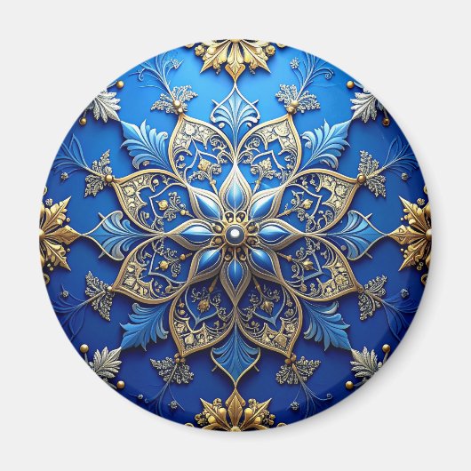 Blue Decorative Christmas Holiday Magnet (Voorkant)
