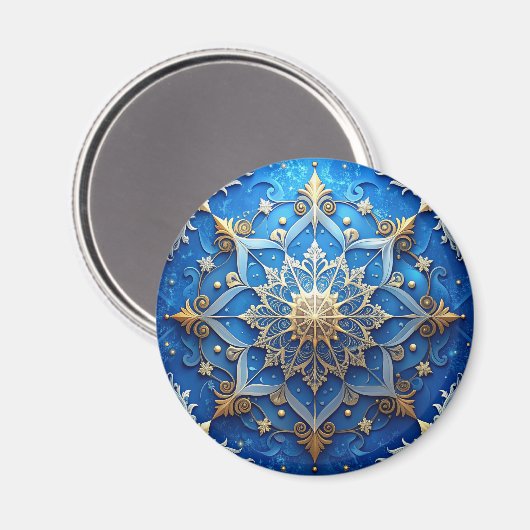 Blue Decorative Christmas Holiday Magnet (Voorkant / Achterkant)