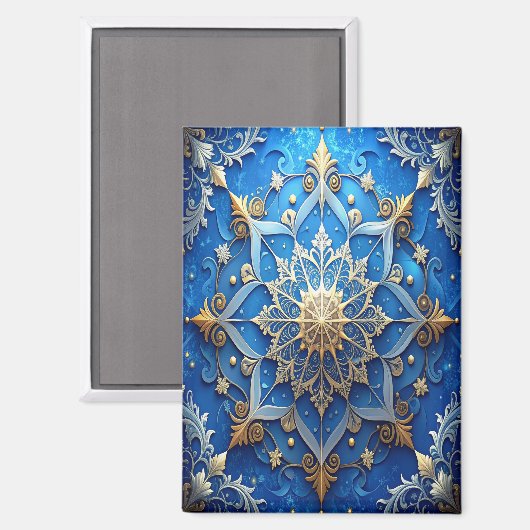 Blue Decorative Christmas Holiday Magnet (Voorkant / Achterkant)
