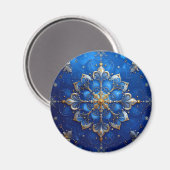 Blue Decorative Christmas Holiday Magnet (Voorkant / Achterkant)