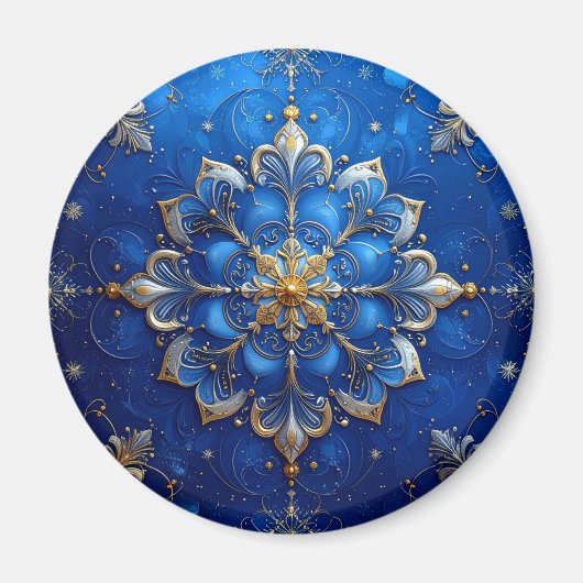 Blue Decorative Christmas Holiday Magnet (Voorkant)