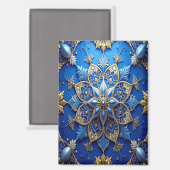 Blue Decorative Christmas Holiday Magnet (Voorkant / Achterkant)