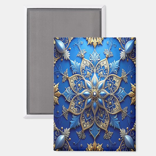 Blue Decorative Christmas Holiday Magnet (Voorkant / Achterkant)