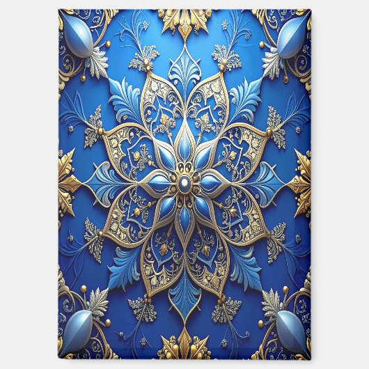 Blue Decorative Christmas Holiday Magnet (Voorkant)