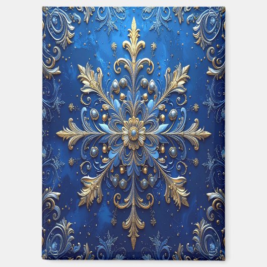 Blue Decorative Christmas Holiday Magnet (Voorkant)