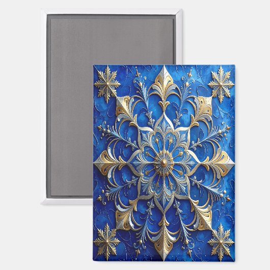 Blue Decorative Christmas Holiday Magnet (Voorkant / Achterkant)