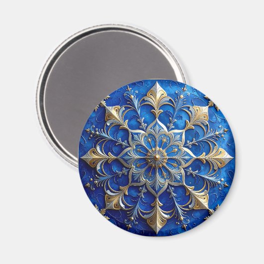Blue Decorative Christmas Holiday Magnet (Voorkant / Achterkant)