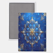 Blue Decorative Christmas Holiday Magnet (Voorkant / Achterkant)