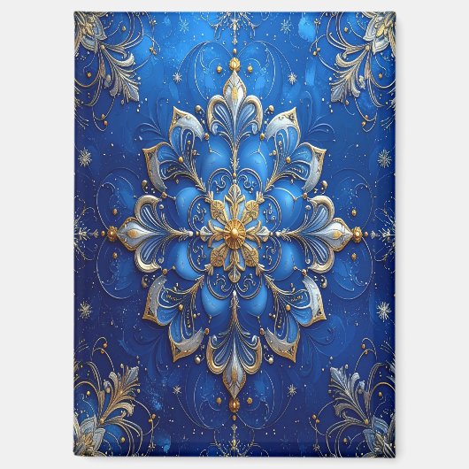 Blue Decorative Christmas Holiday Magnet (Voorkant)