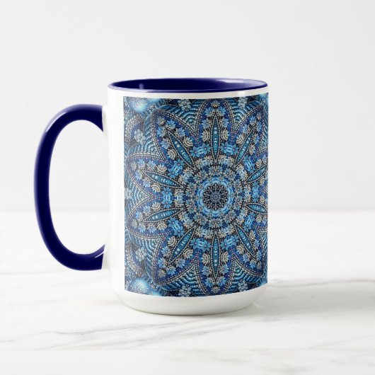 Blue Decorative Christmas Holiday Mok (Links)