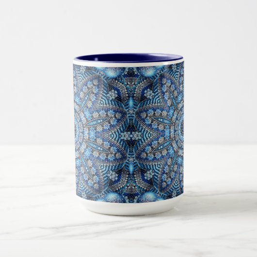 Blue Decorative Christmas Holiday Mok (Midden)