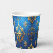 Blue Decorative Christmas Holiday Paper Cups Papieren Bekers (Voorkant)