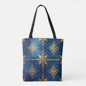 Blue Decorative Christmas Holiday Tote Bag (Achterkant)