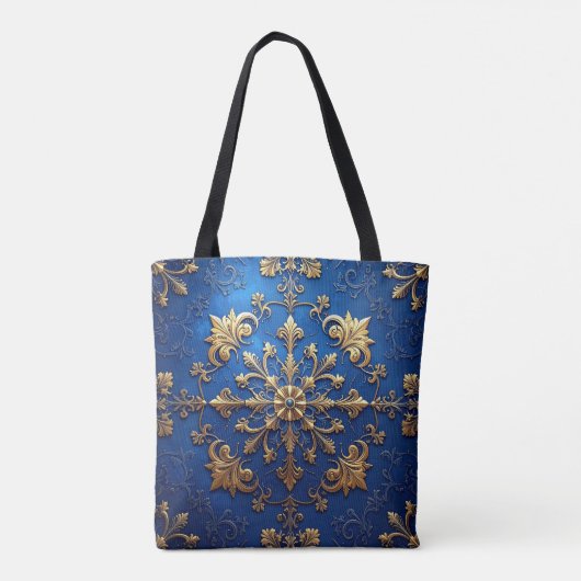 Blue Decorative Christmas Holiday Tote Bag (Achterkant)