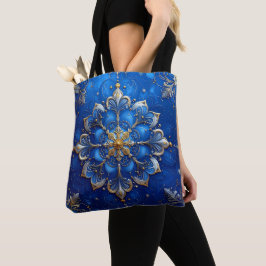 Blue Decorative Christmas Holiday Tote Bag