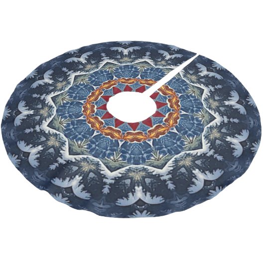 Blue Decorative Christmas Tree Skirt Kerstboom Rok (Gekanteld)