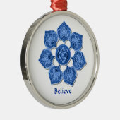 Blue Decorative Fabric Cutout Flower Metalen Ornament (Rechts)