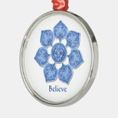 Blue Decorative Fabric Cutout Flower Metalen Ornament (Links)