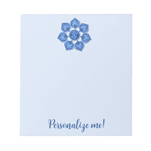 Blue Decorative Fabric Cutout Flower Notitieblok (Voorkant)