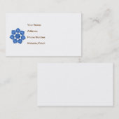 Blue Decorative Fabric Cutout Flower Visitekaartje (Voorkant / Achterkant)