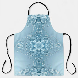 Blue Decorative Floral Apron Schort