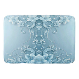 Blue Decorative Floral Bath Mat