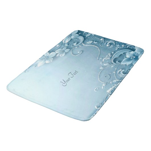 Blue Decorative Floral Bath Mat (Gekanteld)