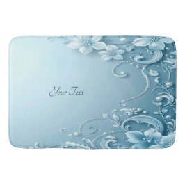 Blue Decorative Floral Bath Mat