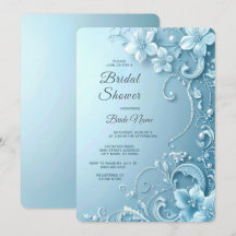 Blue Decorative Floral Bridal Shower