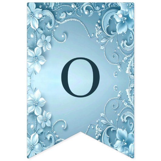 Blue Decorative Floral Bunting Flag Vlaggetjes (Tweede vlag)