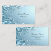 Blue Decorative Floral Business Card Visitekaartje (Voorkant / Achterkant)