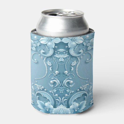 Blue Decorative Floral Can Cooler (Blikje Voorkant)