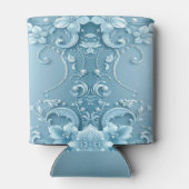 Blue Decorative Floral Can Cooler (Achterkant)