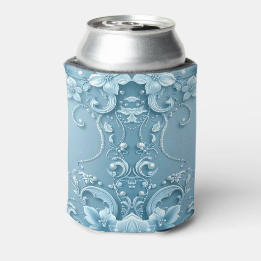 Blue Decorative Floral Can Cooler (Blikje Achterkant)