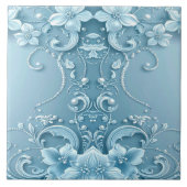 Blue Decorative Floral Ceramic Tile Tegeltje (Voorkant)