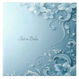 Blue Decorative Floral Ceramic Tile Tegeltje