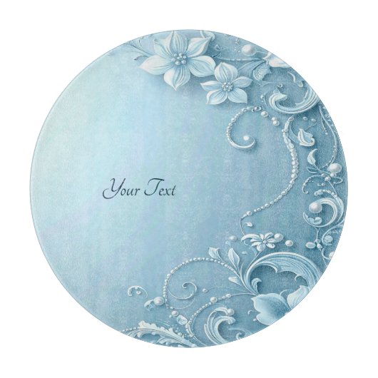Blue Decorative Floral Cutting Board Snijplank (Voorkant)