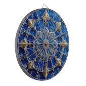 Blue Decorative Floral Dartboard Dartbord (Voorkant Links)