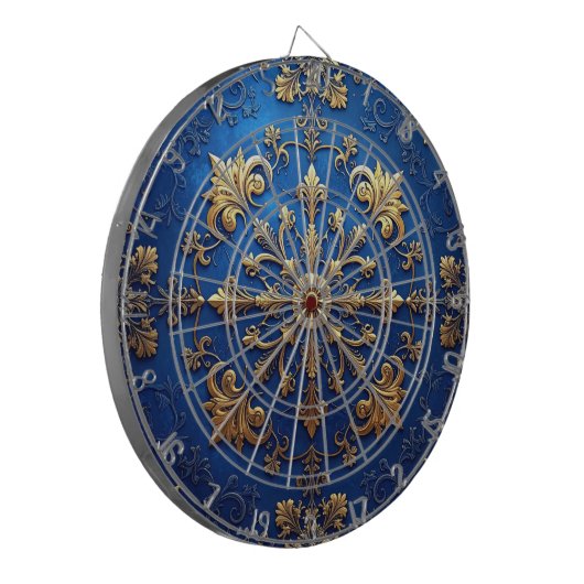 Blue Decorative Floral Dartboard Dartbord (Voorkant Links)
